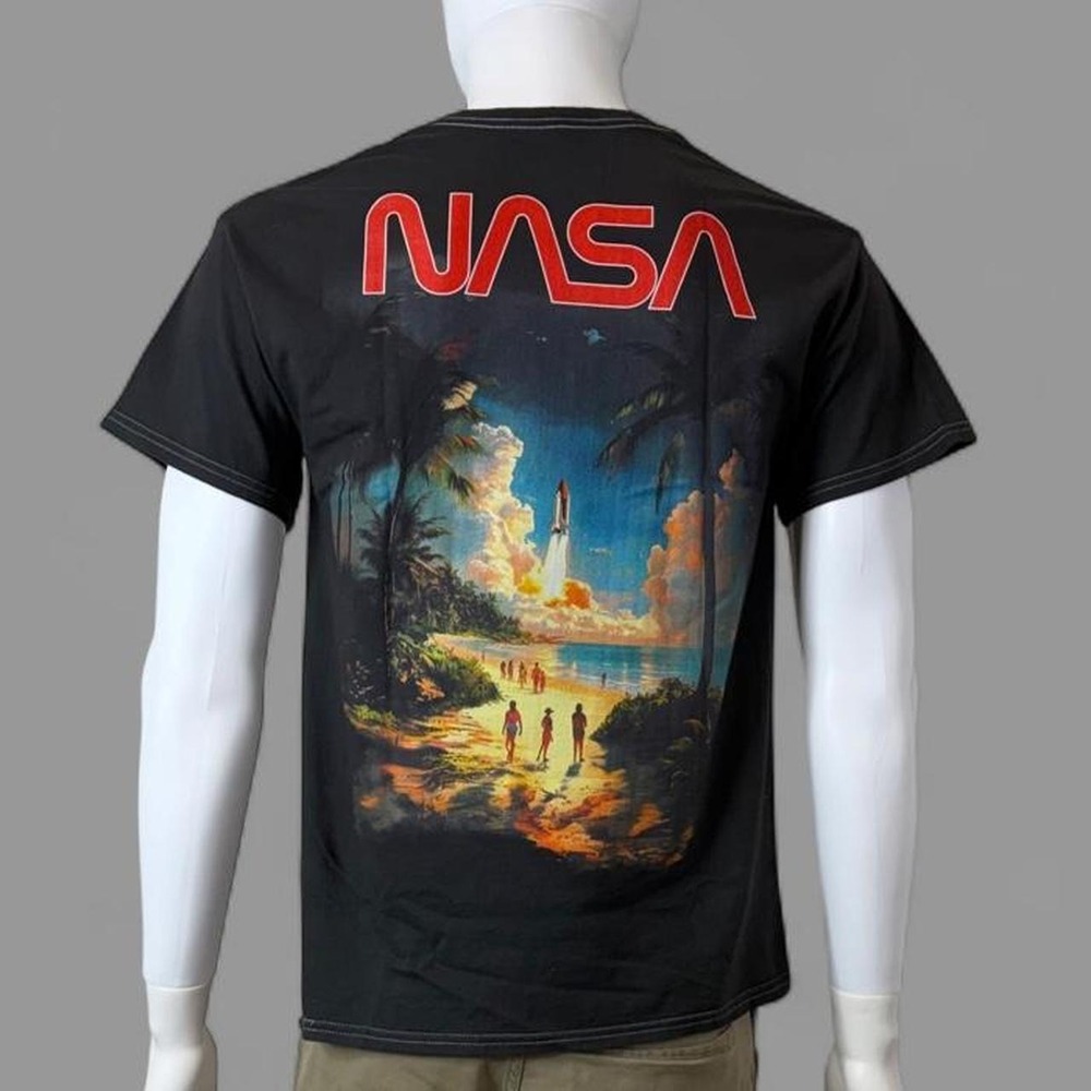 NASA Cape Canaveral T-Shirt M Black Double Sided Ripple Junction Space NWOT